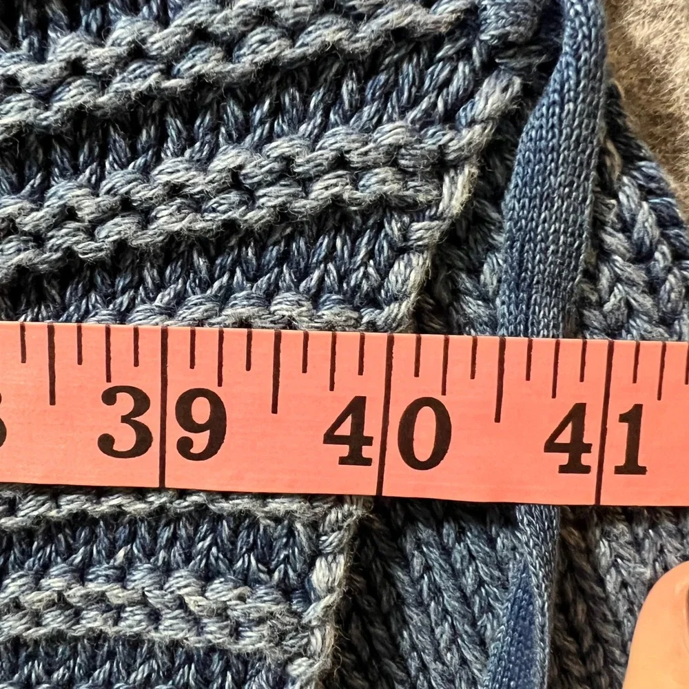 Blue Willi's Vintage Circular Knit Long Cardigan Wrap Coat‎ L Denim Blue Cotton